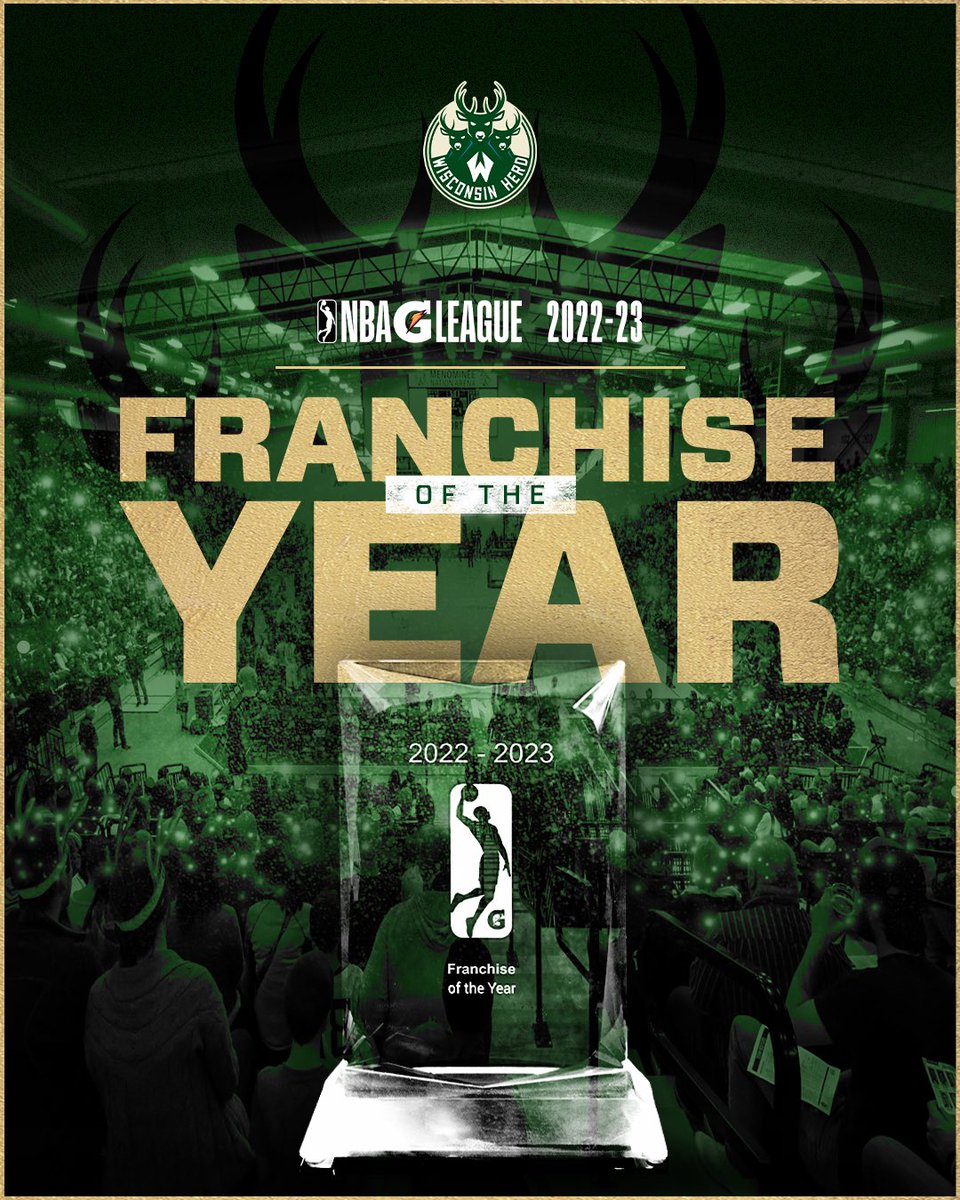 The Wisconsin Herd has been named the <a href="/nbagleague/">NBA G League</a> 2022-23 Franchise of the Year! The Herd has dominated behind the scenes as well as being backed by the best fan base, top notch partners, and a supportive parent team in the @bucks. We look forward to our sixth season! 
#HerdUp 🦌