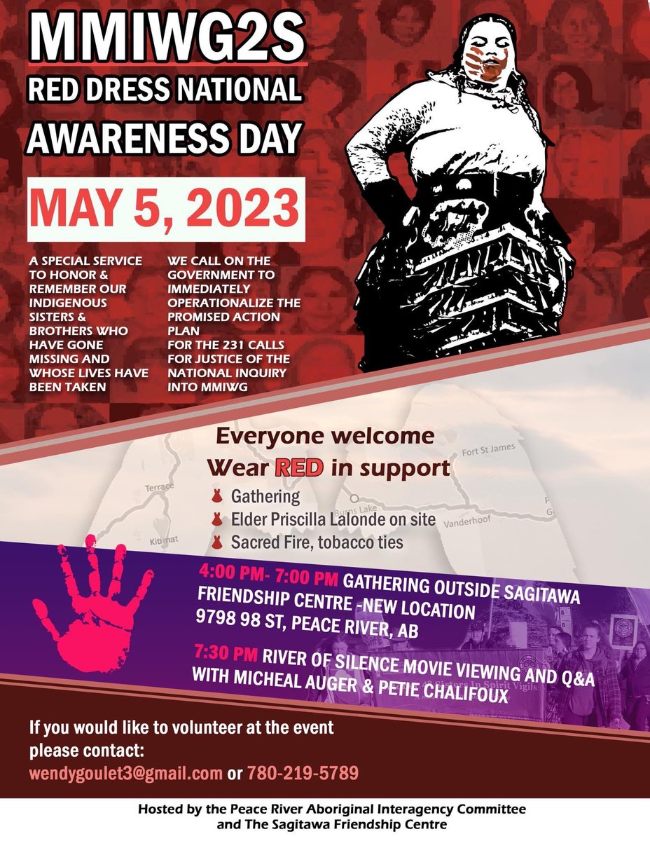 For  Peace  River:
#mmiwawareness2023 #MMIWG2S #murderedandmissingindigenouswomen #ymhc