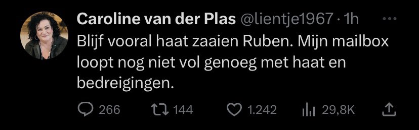 Interessant dat <a href="/rubenbrekelmans/">Ruben Brekelmans</a> melding maakt dat Caroline van der Plas op Russische staatstelevisie was. Opmerkelijk dat Caroline het ziet als haatzaaien