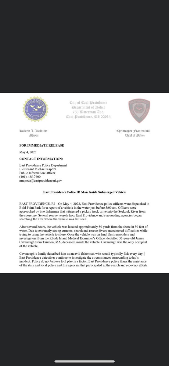 East Providence Police Department tweet media