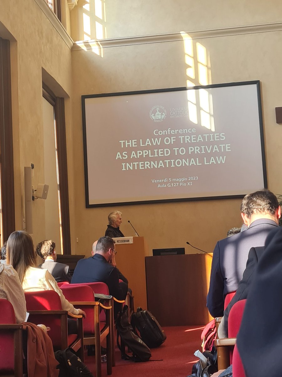 Today (and tomorrow) at <a href="/Unicatt/">Università Cattolica</a>: The law of treaties as applied to private international law. 
An amazing line-up and engaging debates