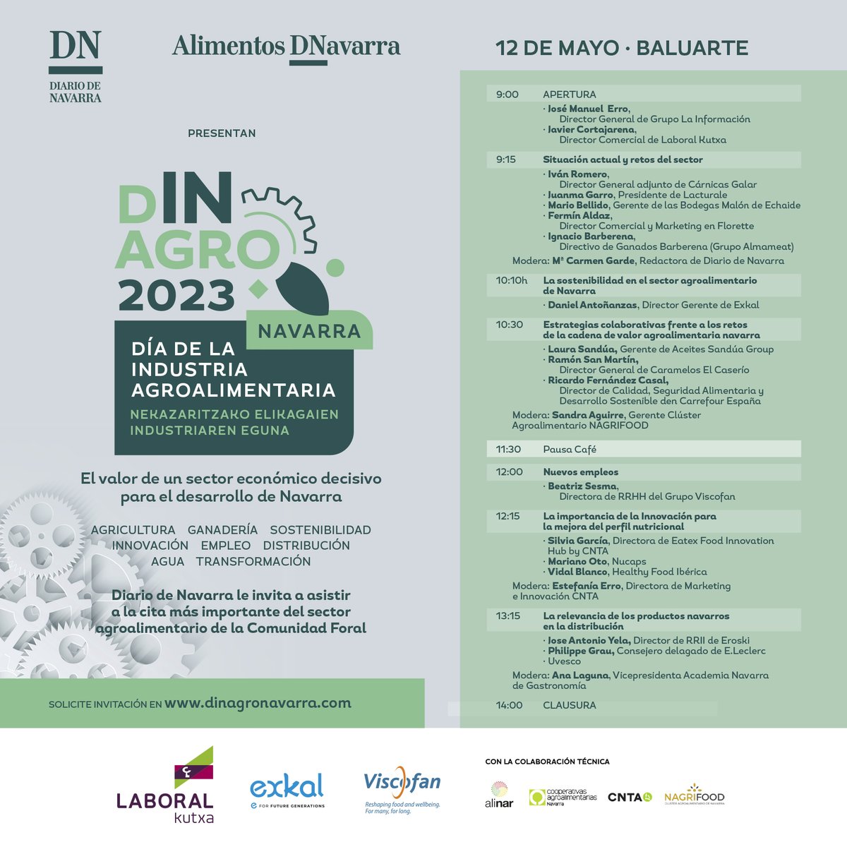 navarrodeluis's tweet photo. Con mucho trabajo previo y muchas más ganas, @DiariodeNavarra y @LABORALkutxa  presentan https://t.co/2zY1OanxZT El Día de la Industria Agroalimentaria navarra. Con el apoyo de #Exkal #Viscofan #ALINAR @CNTA_CIT  @coopsnavarra  @NagrifoodClust   #DINagro2023  #AlimentosDNavarra https://t.co/fUNyOtZv0R