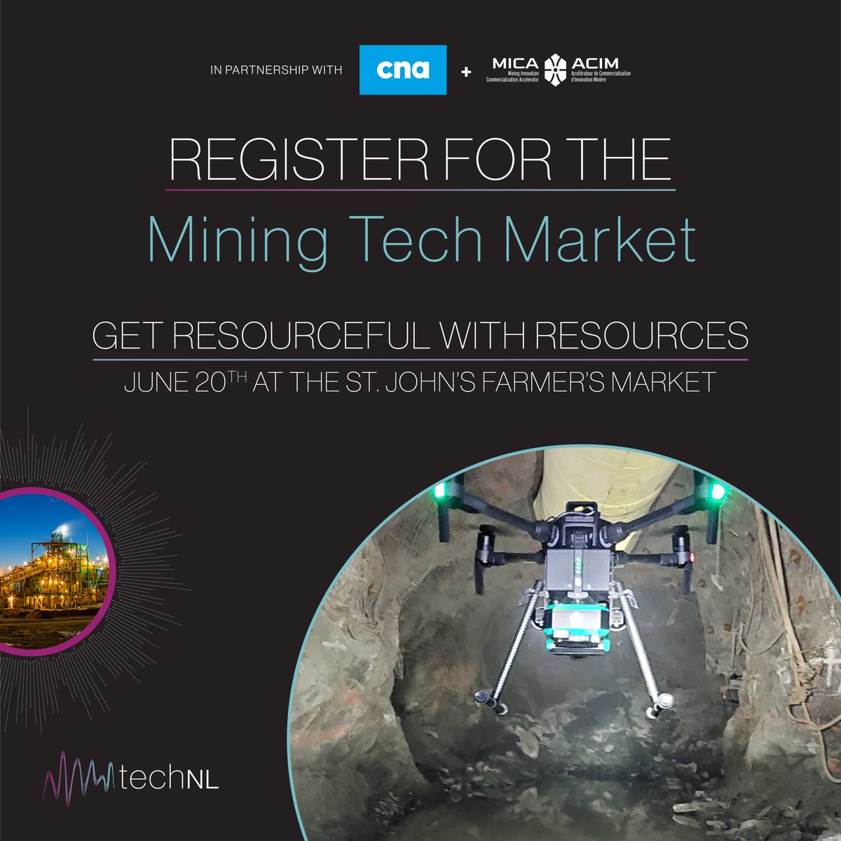 Come on down to the Mining Tech Market and get resourceful with resources!

Join us June 20th for a Business-to-Business engagement opportunity for tech companies to pitch their service/solution to the mining sector.

Link in comments to register.

#techNL