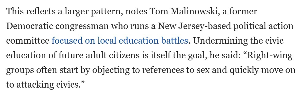 GregTSargent's tweet photo. The real aim of this sort of reactionary attack on school curriculums is to undermine a core goal of public education, the development of civically engaged democratic citizens.

Citing the excellent @BisforBerkshire, who has closely tracked this trend:

https://t.co/XJe3eUSbqV https://t.co/ebd995GTJy