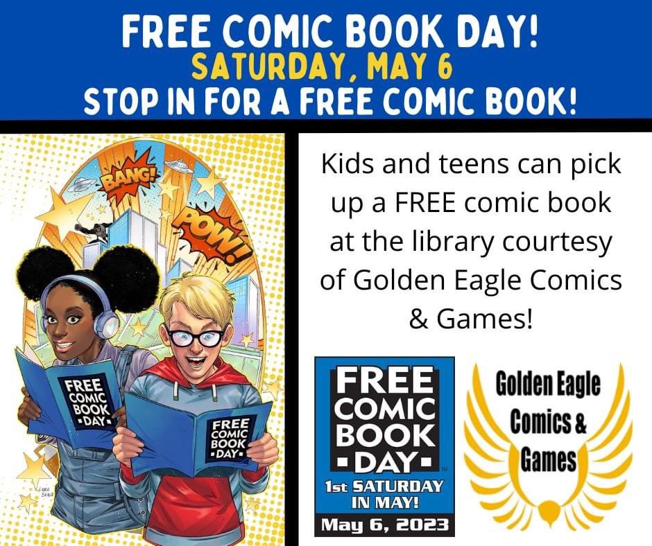 BooneAreaLib's tweet image. ❕Tomorrow❕

Kids and teens can pick up a FREE Comic Book at the library courtesy of Golden Eagle Comics.  Available while supplies last.