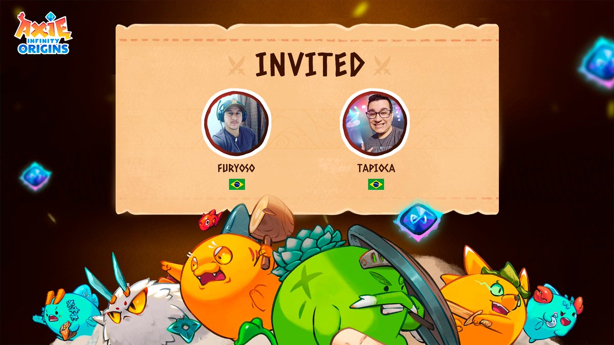 AxieInfinity's tweet photo. Brazil is in! Welcome @furyoso_rj and @TapiocaAxie to the #AxieInvitational. 🇧🇷

Can this duo bring home the bacon? 🥓

Stay tuned for the rest of the lineup! ⚔️ https://t.co/zmAfEBmBmi