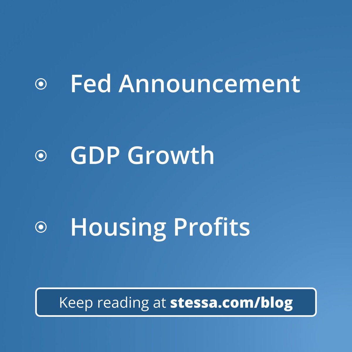 stessaHQ's tweet photo. In this week's #StessaHQ newsletter:

📣 Fed announcement
📈 GDP growth
🏠 Housing profits

Read more: https://t.co/okknxoGv4n https://t.co/6wCC4ZpfyF