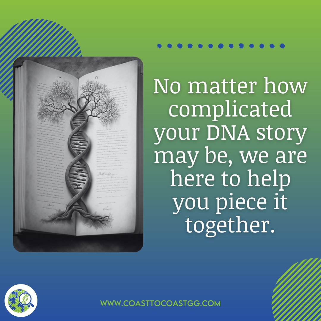 CoastToCoastGG's tweet photo. Everyone's DNA story is unique, and it can be difficult to piece together the puzzle but no matter how complicated your story may be, we have the expertise to help you uncover and understand the truth about your family history. https://t.co/q7JZW1ZIXv https://t.co/IH6WCgyQ10
