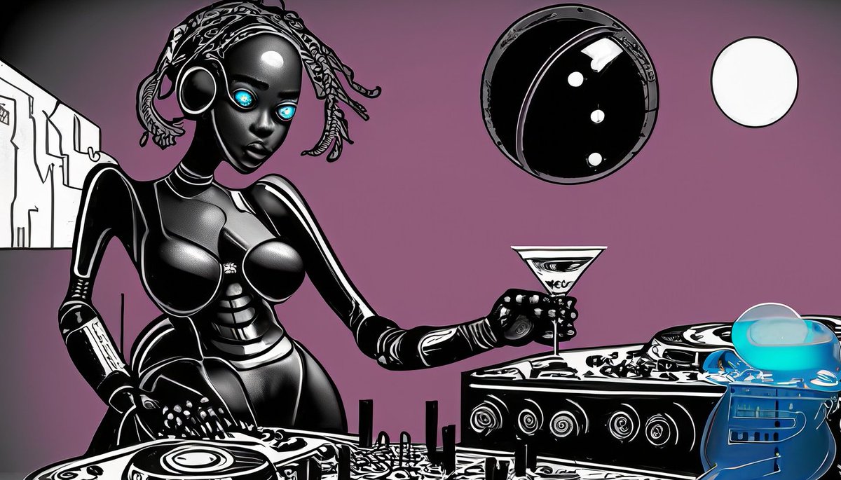 ADOBE Firefly - 'Robotic DJ playing music on mars spinning and drinking a martini' #dj #ai #firefly #adobe #art #aiart #djart #djcoladotnet #dirtyfilthydiscotrash #djsets #livedj #twitchdj