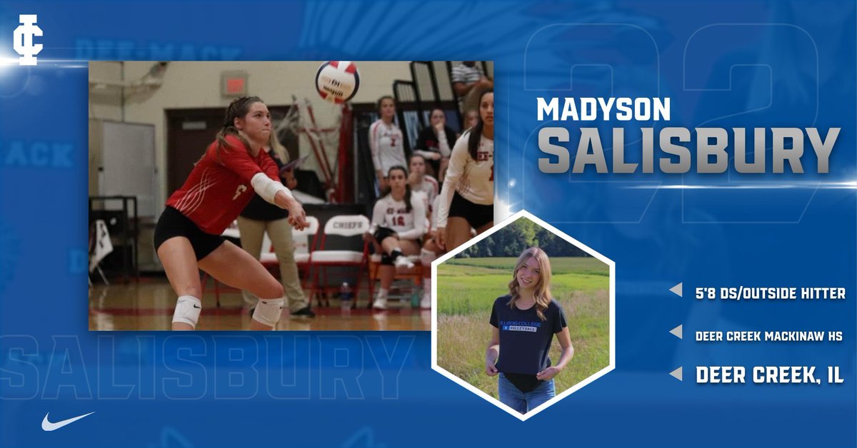 icvolleyball's tweet photo. 💙🚨Lady Blues Incoming Class of 2023! Please help us Welcome one of our newest Lady Blues to ICVB Madyson Salisbury

Mady will join us this fall as a DS/OH. She is heading to the Hilltop after a successful HS playing career for Dee-Mack &amp; Illini Elite!
#icathletics  #Ladyblues https://t.co/TnJo3HeSFp