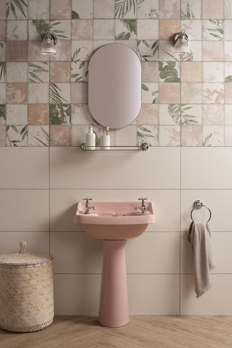 AbbeygateBSE's tweet photo. Patchwork Botanical 🌿

Available in 3 pastel colour ways - Iris, Ivy &amp; Rose 🌹

#botanicalprint #floralprint #walltiles #bathroomtiles #patchworktiles #originalstyle  
@OriginalStyleUK https://t.co/2lEnweBsf7