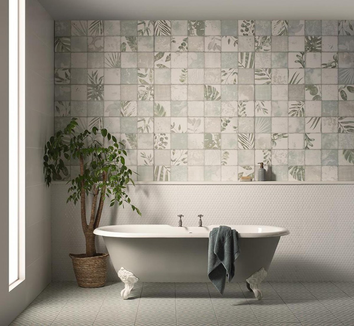 AbbeygateBSE's tweet photo. Patchwork Botanical 🌿

Available in 3 pastel colour ways - Iris, Ivy &amp; Rose 🌹

#botanicalprint #floralprint #walltiles #bathroomtiles #patchworktiles #originalstyle  
@OriginalStyleUK https://t.co/2lEnweBsf7