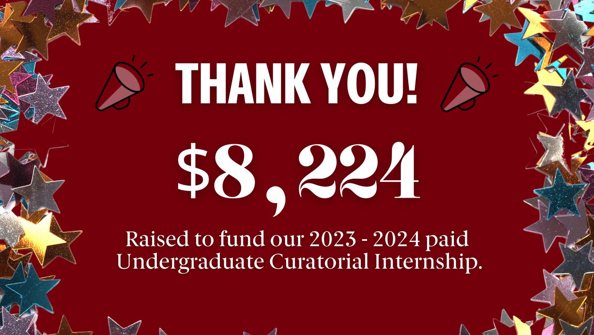 Thank you! During Midlands Gives, we raised $8,224 to fund our Undergrad Curatorial Internship Program. This program offers aspiring museum professionals a meaningful opportunity to acquire hands-on experience & build the professional network that will set them up for success.