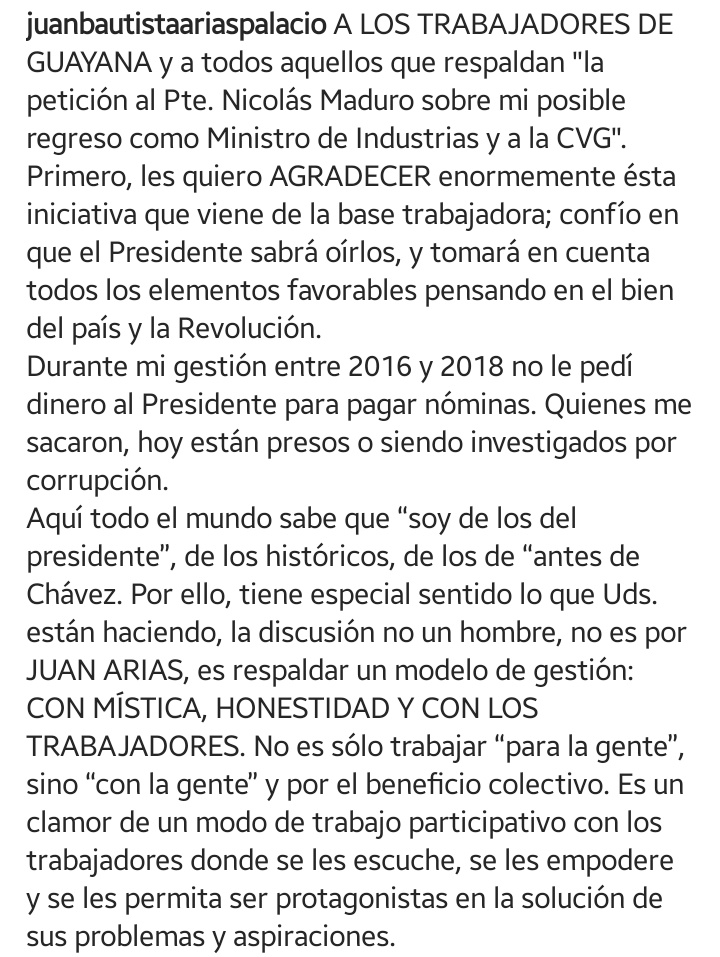 Joseb_7000's tweet photo. Cuente con nosotros @JAriasPalacio . #GuayanaLoEspera y el presidente @NicolasMaduro lo sabe. 
.
Unirse al equipo de @alexroca1 sería crucial para levantar las empresas básicas. 

#JuanAriasPaGuayanaYA https://t.co/GCGN6y5uAa