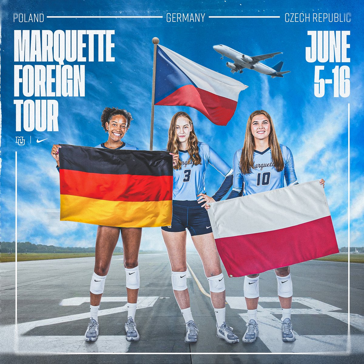 🇺🇸🛫🇵🇱🇩🇪🇨🇿

The Golden Eagles head to Central Europe in early June for their first foreign trip since 2019. All fans are welcome to the Al McGuire Center for open practices on 5/26-27 and 6/2. #WeAreMarquette

MORE INFO 🔗
gomarquette.com/news/2023/5/5/…