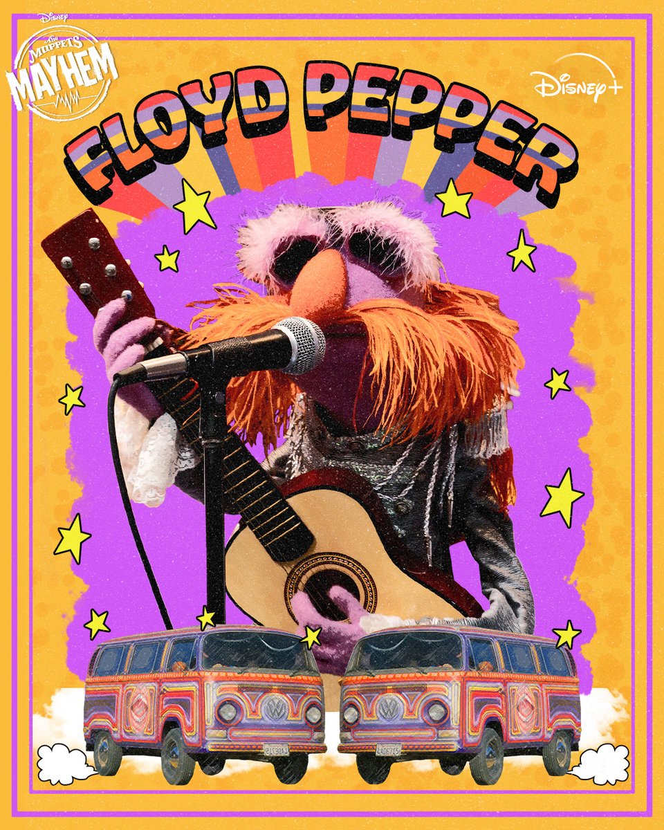 TheMuppets's tweet photo. Clear some wall space for these extremely groovy posters featuring @ElectricMayhem! All episodes of #TheMuppetsMayhem start streaming May 10 only on @DisneyPlus. 🎹🥁🎸 https://t.co/qCl5lNHyAE