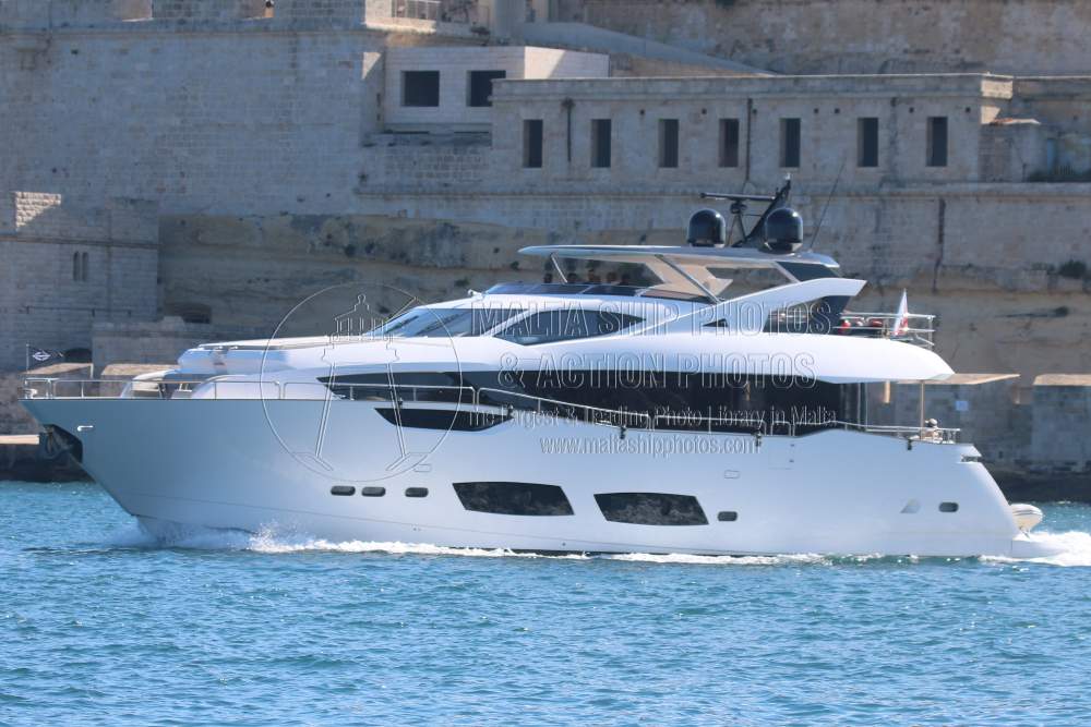 Shipguru's tweet photo. #2019built #sunseeker95 #motoryacht #ANNA_LIZA_G #leaving #grandharbourmalta - 05.10.2022 -  https://t.co/nfgboxc3g3 - NO PHOTOS can be used or manipulated without our permission @Sunseeker_Intl @boatint @boatingmagazine @BoatVibes https://t.co/c0d6MZL9AF