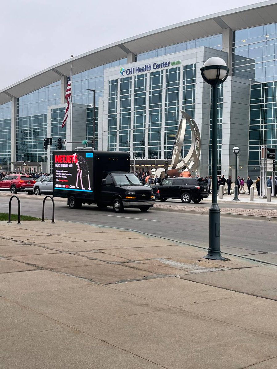 NJASAP's tweet photo. Scenes from downtown Omaha outside the CHI Health Center ... 

#UnionStrong #Aviation #PilotShortage #NotCompetitive #BRK2023 https://t.co/nrSk1moqNk