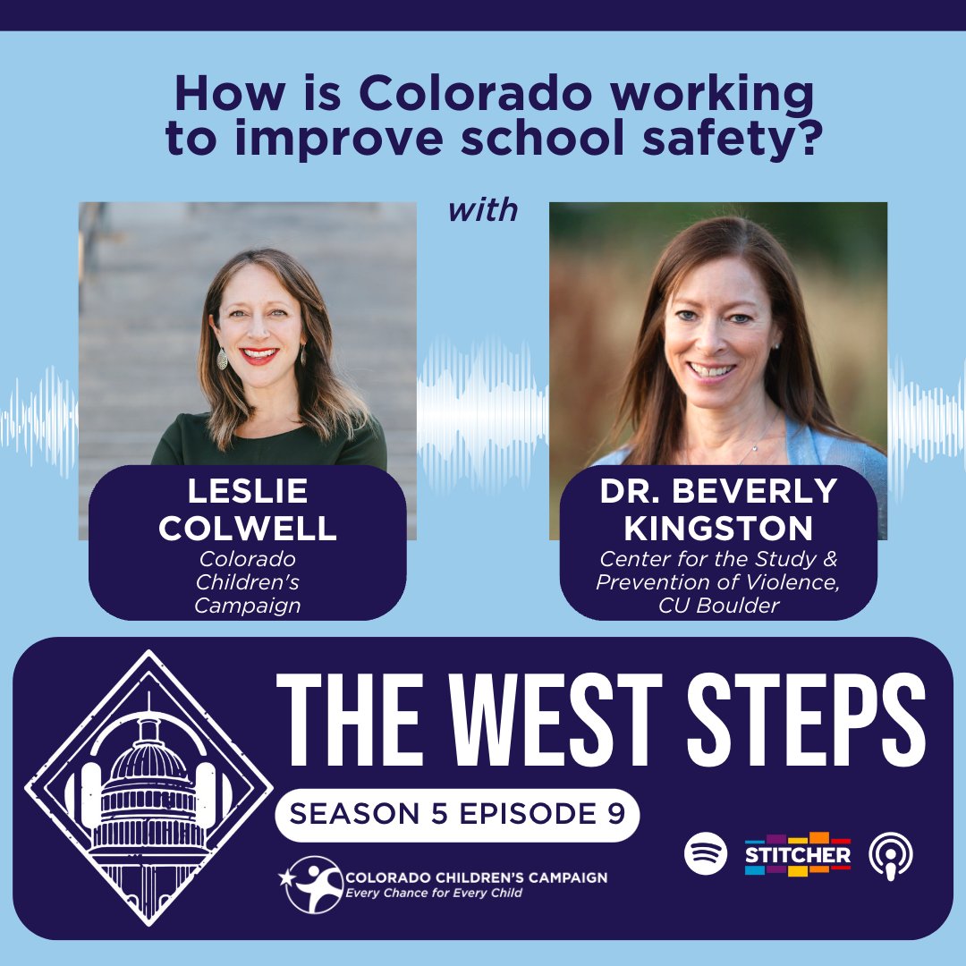 New #Podcast

We need a more comprehensive approach to school safety amid gun violence.

Dr. Beverly Kingston of <a href="/CUBoulder/">CU Boulder 🦬</a>'s Center for the Study &amp; Prevention of Violence &amp; Leslie Colwell, our VP of Youth Success, discuss in this week's #TheWestSteps → bit.ly/3nsxqfB