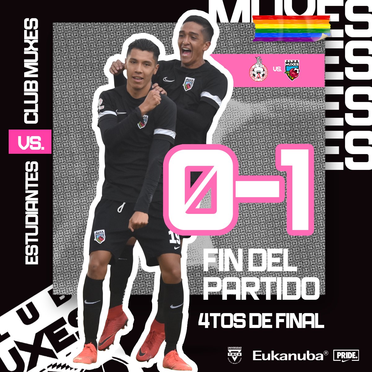 clubmuxes's tweet photo. 🔥NOS VAMOS CON VENTAJA A CASA 🔥

Con una sobresaliente actuación de nuestro arquero “Cuaji” y una gran gol de César nos vamos con la ventaja a casa🫡🫶🏻 @LigaTDP

¡EL DOMINGO PINTEMOS DE ROSA CIUDAD DEPORTIVA! 🌺

#PorUnDeporteSinEtiquetas 🏳️‍🌈🏳️‍⚧️
#PrideNetwork 
#HastaSerCampeón https://t.co/K9GZmu936Z