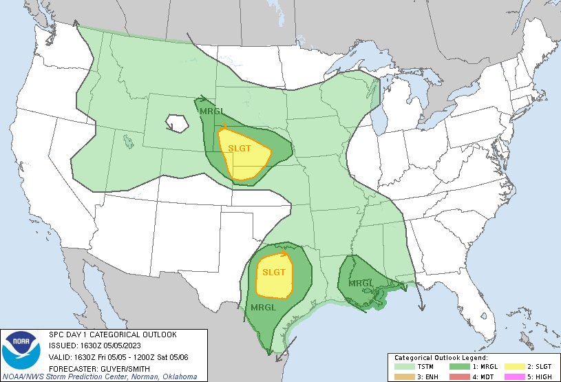NWS Storm Prediction Center on Twitter "1132am CDT SPC Day1 Outlook Slight Risk across