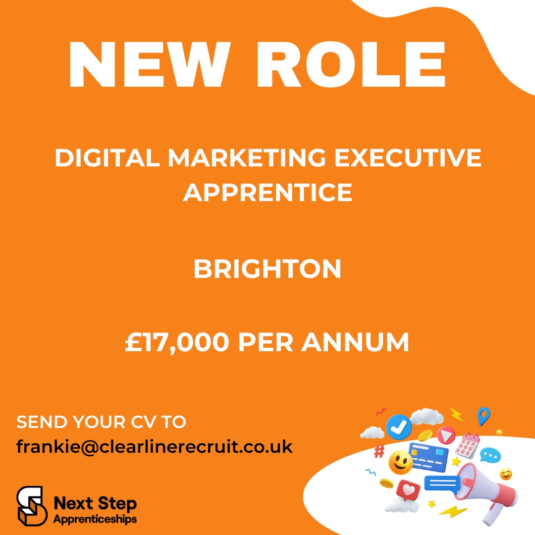 Click the link to apply: nextstepapprenticeships.co.uk/jobs/digital-m…

This role is ideal for somebody looking to develop their career within the Digital Marketing industry and earn an industry recognised qualification alongside it.

#digitalmarketing #career #jobsearch #jobs