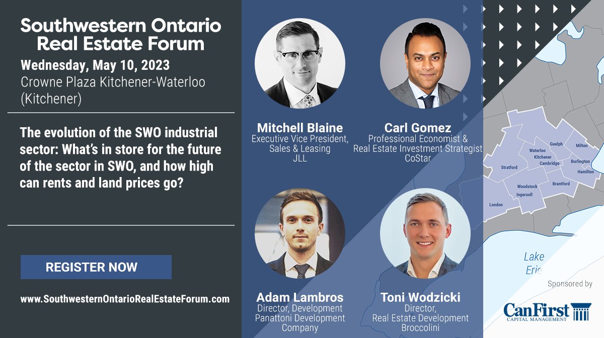 re_forums's tweet photo. This session at #SWOREF will examine industrial market fundamentals across the region, including demand for space, rental rate growth, land pricing, and #development activity across key Southwestern Ontario markets. Register now >> https://t.co/s35PHqHwtm #CRE #realestate https://t.co/XFP6FoZ4e0