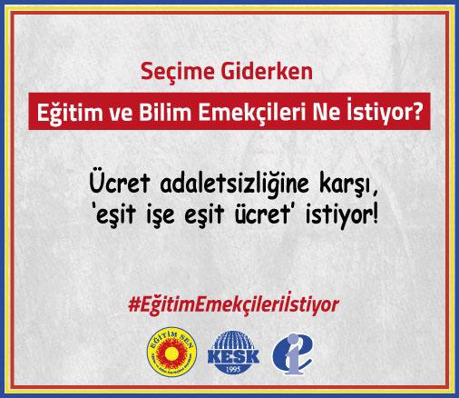 muratatabay65's tweet photo. Eğitim emekçileri seçime giderken;
✔️Öğretmenleri ayrıştıran Öğretmenlik Meslek Kanunu’nu değil, eğitimin tüm sorunlarına çözüm üreten yeni bir yasa istiyor.
✔️Ücret adaletsizliğine karşı, ‘eşit işe eşit ücret’ istiyor.
#EğitimEmekçileriİstiyor https://t.co/GTPsDZx1Jf