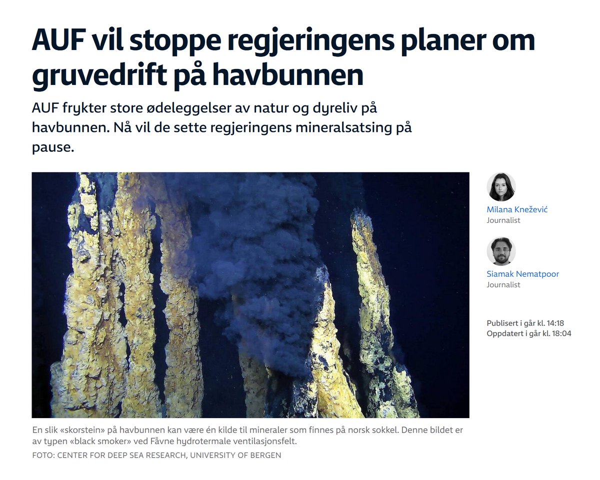 FredrikGMyhre's tweet photo. Skal @Arbeiderpartiet ha troverdighet når det gjelder forvaltning av egne havområder, så må åpningsprosess for gruvedrift på havbunnen legges på is. Det finnes ikke i nærheten av nok kunnskap om dyphavet til å åpne nå. #APLM23

Hør på @aufnorge @Havforskningen @miljodir @UiB osv! https://t.co/5VMnj1I2V5