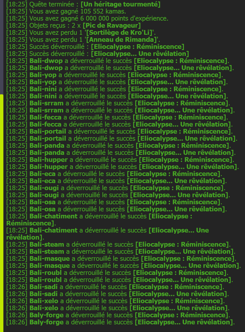 Fin des quêtes Eliocalypse, obtention des 19 dofus cauchemar, en route pour les 21k succès !