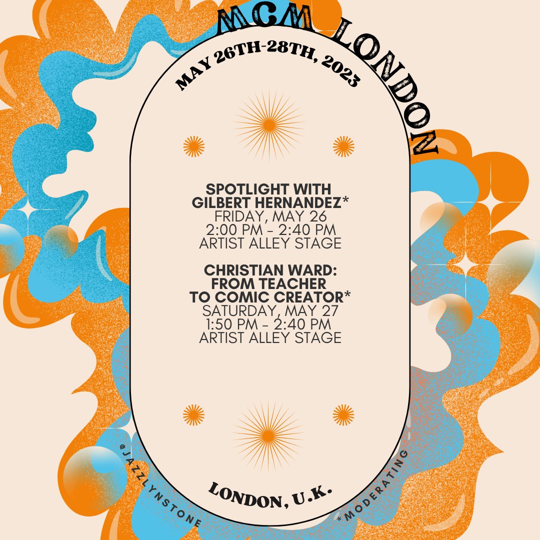 JazzlynStone's tweet photo. So excited to announce that I'll be at @MCMComicCon London, moderating a spotlight on @BetomessGilbert, and another on @cjwardart!🥳 https://t.co/iWI6LPDM4B