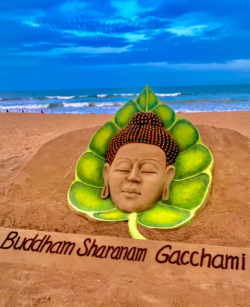 On  the auspicious occasion of #BuddhaPurnima . My SandArt at Puri beach🙏