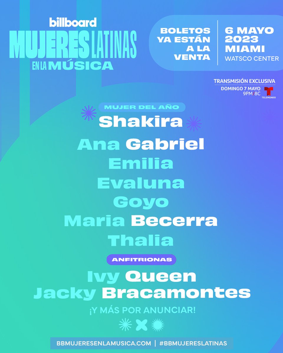 It's almost time for <a href="/billboard/">billboard</a>'s inaugural Mujeres Latinas en la Música!

Check out some of the honorees’ Billboard chart highlights below, and watch #BBMujeresLatinas on @telemundo &amp; <a href="/peacock/">Peacock</a> Sunday, May 7 at 9PM/8C.