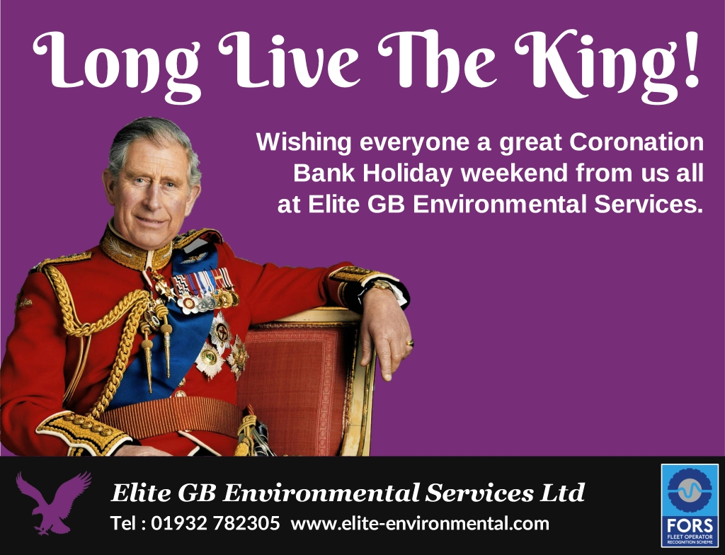 Wishing everyone a great Coronation Bank Holiday Weekend from us all at Elite GB Environmental Services Ltd

Contact our friendly team for help and enquiries.
01932 782305
elite-environmental.com

#London #Surrey #heathrow #construction #muckaway #rubbishaway #grabhire