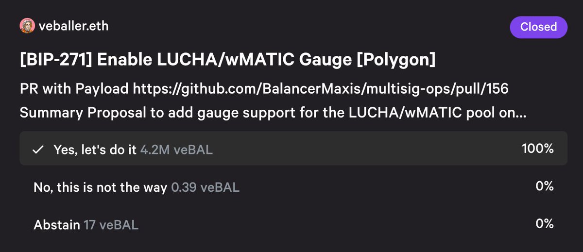 PlayLuchamon's tweet photo. Our proposal for the @Balancer gauge has been accepted with flying colors 🌈

Rewards in $BAL will soon be available for our 80/20 LP $LUCHA / $wMATIC

Stay tuned Luchamigos 🤼 https://t.co/ccccejldFg