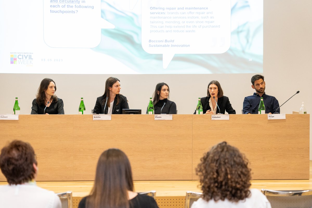 sdabocconi's tweet photo. Sustainability in #fashion speaks the language of Gen Y and Z language at the latest event for the #MonitorforCircularFashion from #Sustainability Lab which more than 150 students from UniversitàBocconi and #MAFED attended. Read the news: https://t.co/GrQqbWusTV #CivilWeek https://t.co/9OHRZDht9m