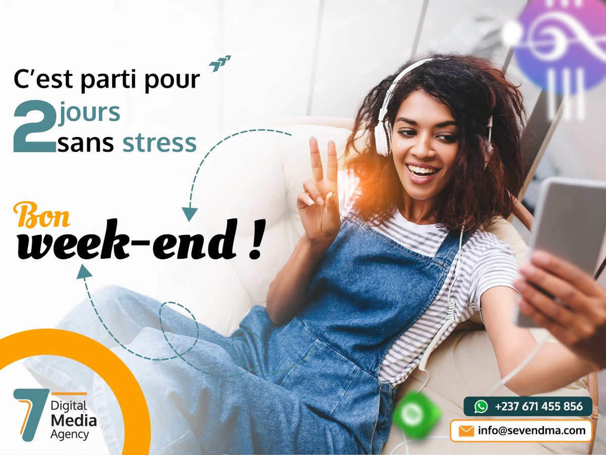 seven_dma's tweet photo. ✨☺ Excellent début de week-end! 

Profitez au max de ces 02 jours sans stress.🤩

#SevenDMA 
#BonVendredi 
#happyweekend https://t.co/fhwFX2JB8a