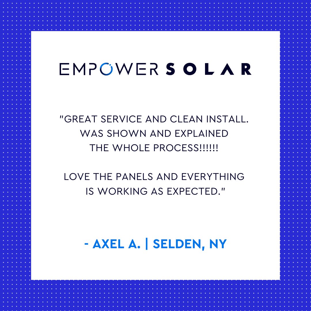 EmPowerSolar's tweet photo. The proof is in the exclamation points! We love getting our clients excited and passionate about clean energy!
.
.
.
#EmPowerSolar #SolarPanels #CleanEnergy #NassauCounty #LongIsland #ElectrifyYourLife #NYSolar #CarbonNeutral #EmPoweringWay #SuffolkCounty #CustomerExperience https://t.co/F6sVhunx3i