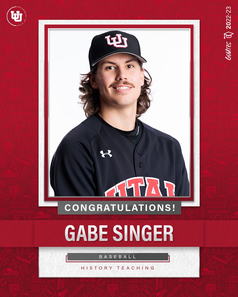 utahbaseball's tweet photo. .@_Gabe_Singer14 appeared in 26 games for us over the 2021 and '22 seasons, before moving into a student assistant coach role this year

Sing earned his degree in History Teaching...congrats 3️⃣9️⃣ https://t.co/cvKEGFni76