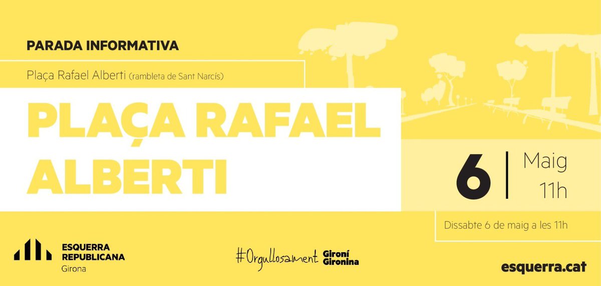 Vine a conèixer el nostre projecte!

🗣️ Parada informativa.
📅 Demà 6 de maig a les 11h.
📍 Plaça Rafael Alberti.

#OrgullosamentGironí
#OrgullosamentGironina
