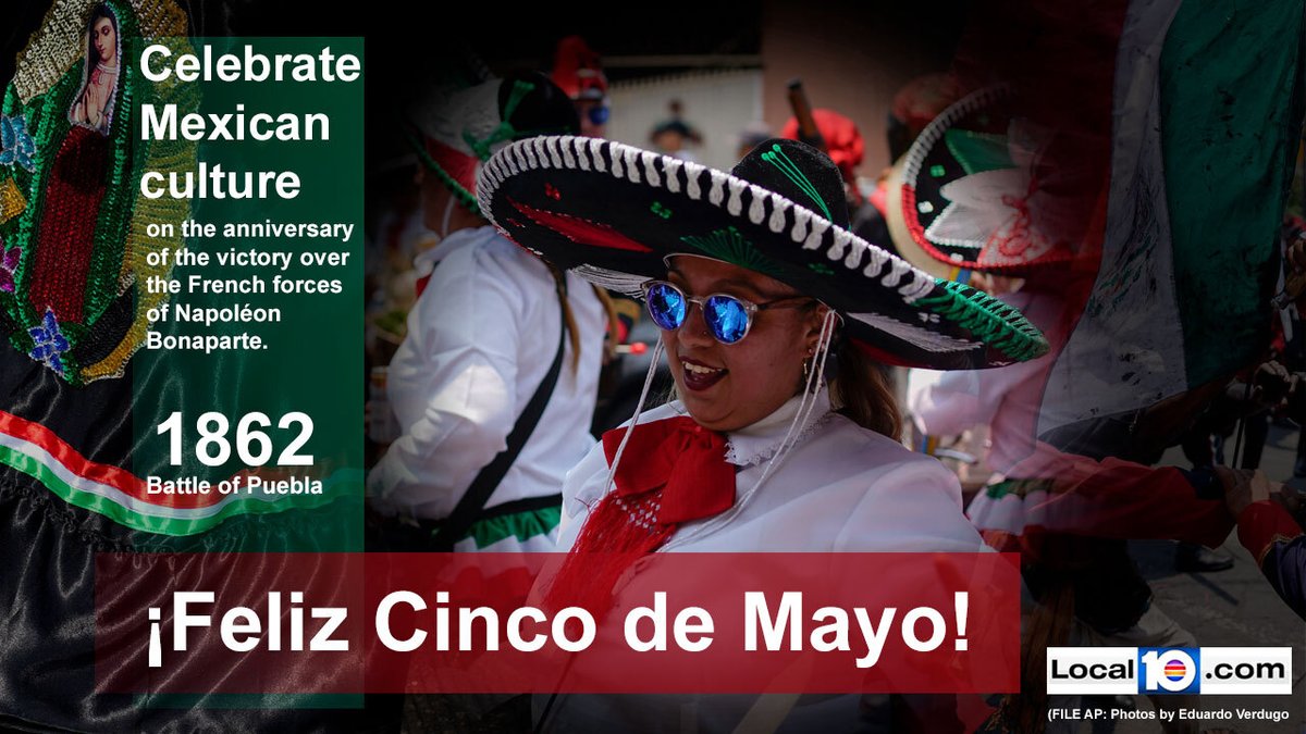 HOW ARE YOU CELEBRATING TODAY? 🇲🇽 Today is Cinco de Mayo and we want to see how you're celebrating! Share a photo or video at the link below to be featured on Local10.com/?utm_source=tw… and you may even come out on TV! local10.com/pins/?utm_sour…
