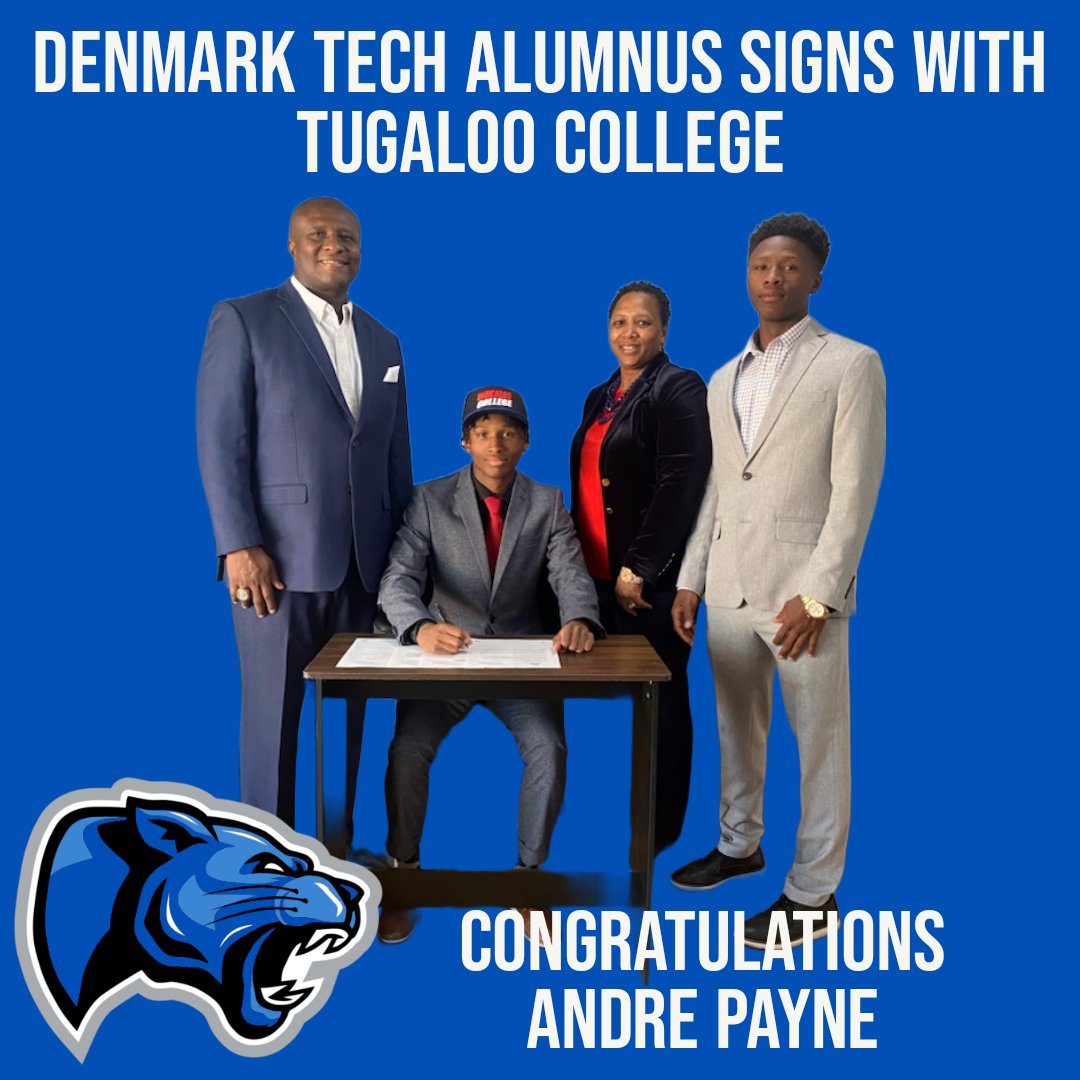 DenmarkTechSC's tweet photo. DTC 2023 valedictorian Andre M. Payne signed a letter of intent with @TCAthletics, an HBCU in Jackson, Mississippi, where he will receive a full academic scholarship and play on the men's basketball team for Coach Eric Strothers.  #dtcalumni https://t.co/HXaGGkqQpe