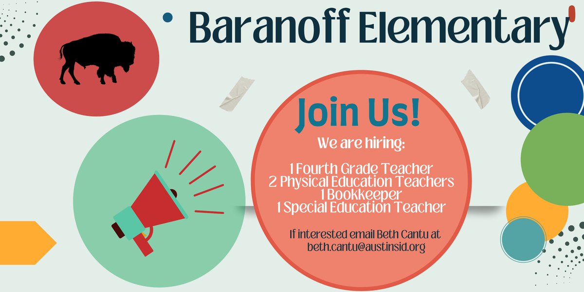 Our school is growing! Come join our amazing team. Please share :) @AustinISD @AISDElementary @WeAreAISD @KauffmanforAISD