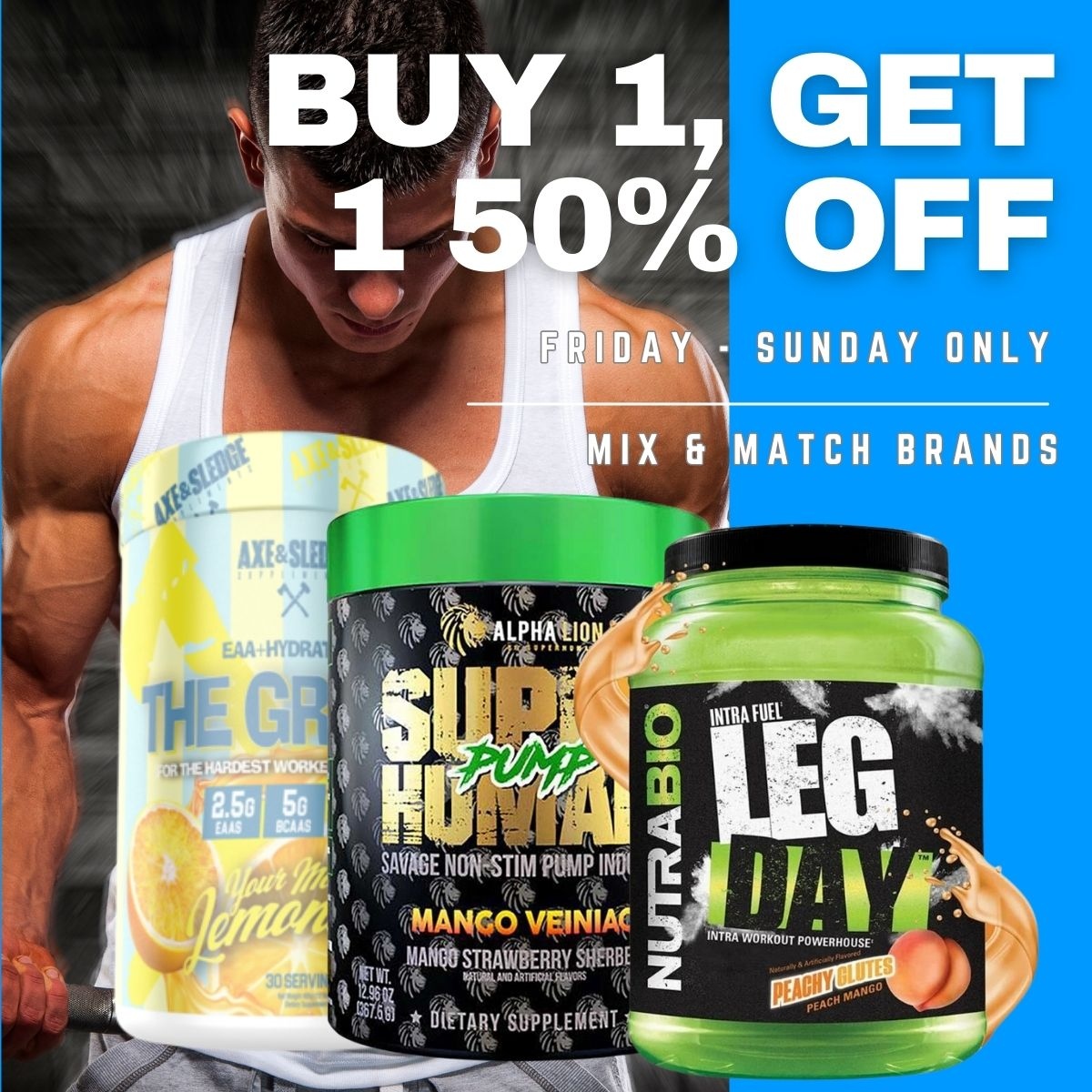 SuppWarehouse's tweet photo. Buy One Get One 50% Off:

💪🏼Axe &amp; Sledge
💪🏼Alpha Lion
💪🏼NutraBío

#onlinesupplementstore #online #onlinesupplements #supplementsonline #supplementation #supplementstore #supplementstoreonline #workingout #fitness #fitnessjunkie #workout #gym #gymjunkie #bodybuilder #bodybuilding https://t.co/49wfMB43RI