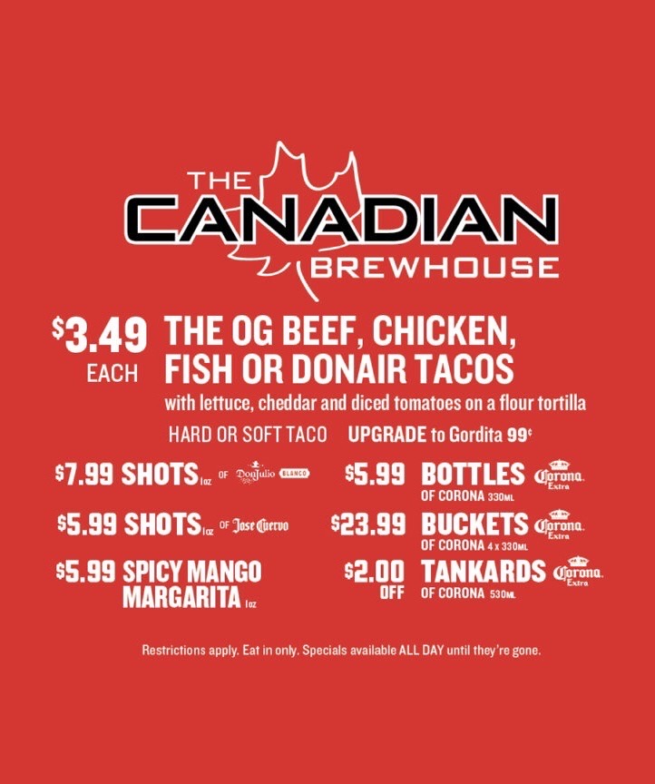 Happy Cinco de Mayo, amigos! 🎉 Come fiesta at Canadian Brewhouse, at Grasslands. From mouth-watering tacos to ice-cold cervezas and margaritas!
#cincodemayo #canadianbrewhouse #grasslands