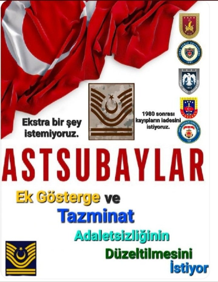 Arif52434616's tweet photo. #GüçlüTemadGüçlüAstsubay 
#StatümüzOnurumuzdur
#OylarTazminata
Statümüz ve Tazminat Hakkımız.
ASTSUBAYLARTEKYÜREK
 ❤🇹🇷
@RTErdogan @kilicdarogluk @vekilince @DrSinanOgan @dbdevletbahceli @tcsavunma @TC_icisleri @meral_aksener @CHPMuratBakan @DursunATAS38 @temadankara @DurgenHamza https://t.co/bUkxto9jL2
