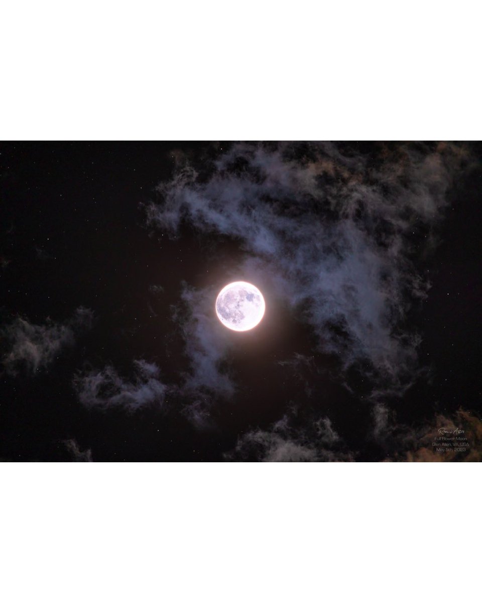 rami_astro's tweet photo. The Full Flower Moon of May 5th 2023, captured at 1:00 am today. This is the final edit and a result from two cameras, one mounted in a telescope and the other on a telephoto lens. #FlowerMoon https://t.co/AHXOHLCgRc