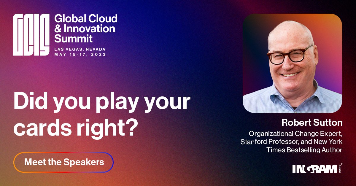 IngramMicroUSA's tweet image. Did you play your cards right? 🃏🃏

If you’re attending GCIS to hear Stanford Professor Robert Sutton’s keynote speech you definitely did. 

Head to the official Ingram Micro GCIS website for more: tinyurl.com/2p8r5vba

#IMGCIS23 #IngramMicroGCIS23
