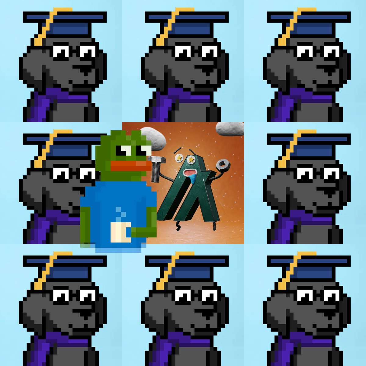 AlgoKris's tweet photo. I'd call today Flex Friday... Graduation day from @Algorand college by @PyreneesPack Pixel Pup... there is a guest, looks like @pepecoineth $PEPE is in the building!
#AlgorandNFTs
#FlexFriday
#FlexMachine https://t.co/b9F1PqrfRB