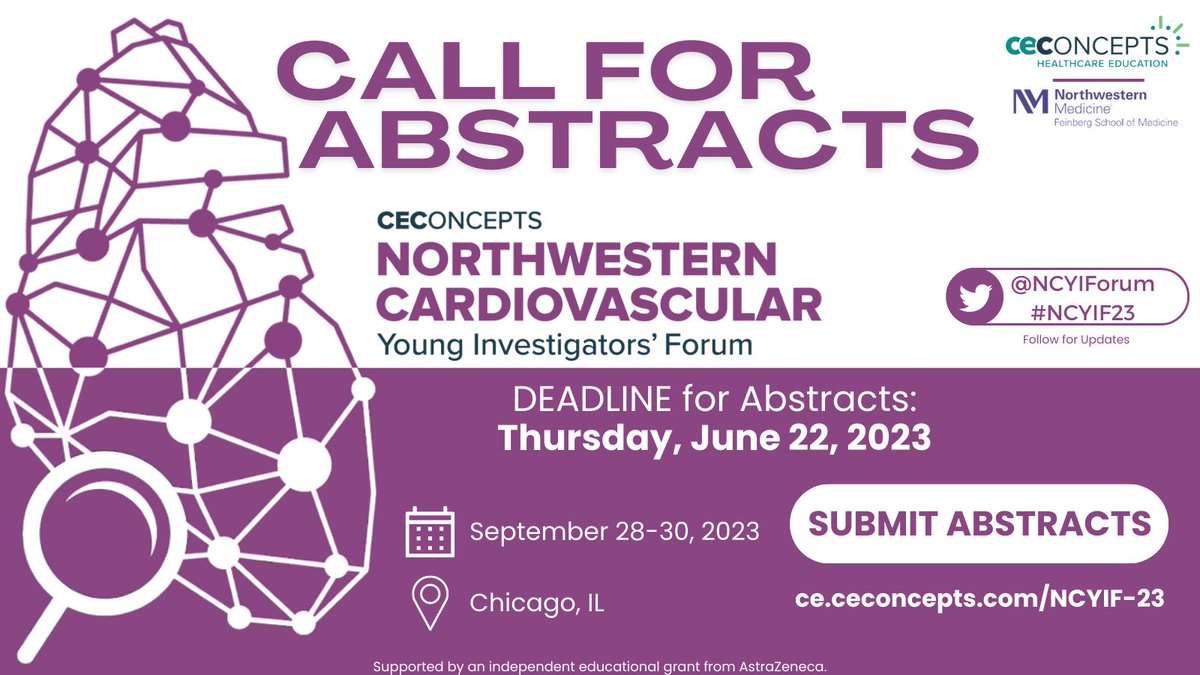 🚨 Have you submitted your abstract for #NCYIF23? ⏳️ Deadline is June 22 - don't miss this opportunity to catalyze your career as a #Cardiovascular researcher! 🫀🔬 Submit abstracts here ➡️➡️ ce.ceconcepts.com/NCYIF-23 @NUFeinbergMed #Cardiovascular #Renal #Metabolic #Research